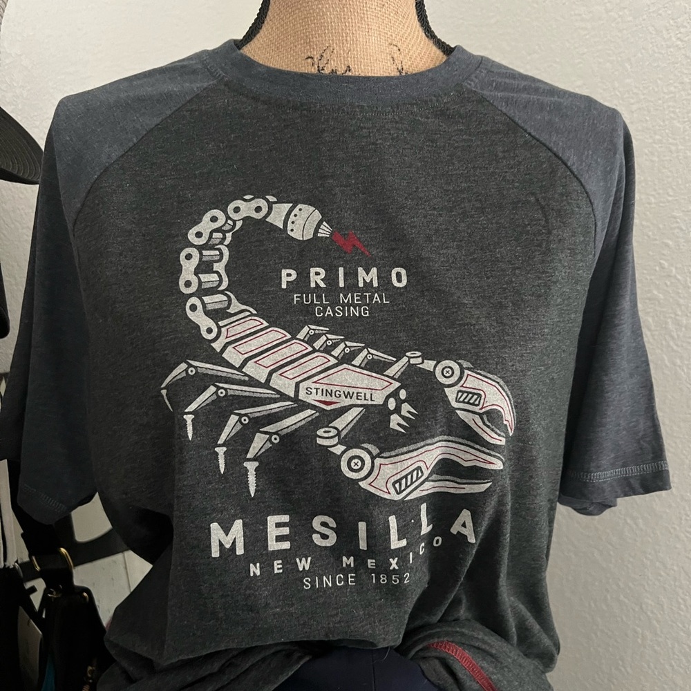 Grey on grey graphic T-shirt. Mesilla, NM
